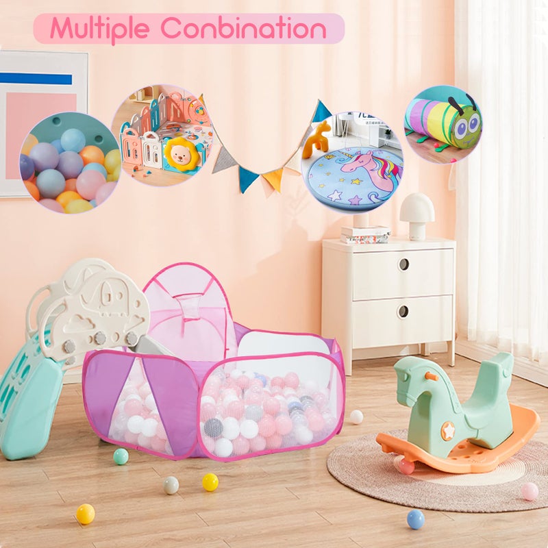 Eocolz Kids Ball Pit Large Pop Up Childrens Ball Pits Tent for Toddlers Playhouse Baby Crawl Playpen with Basketball Hoop and Zipper Storage Bag, 4 Ft/120CM, Balls Not Included (Pink) - Image 2